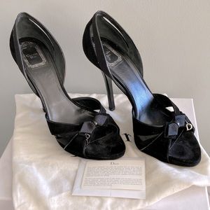 Dior Suede and Patent Leader D’Orsay Pumps